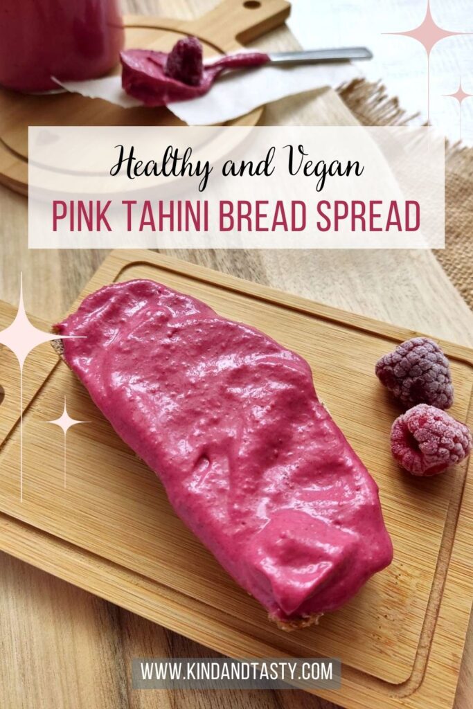 Pink Tahini Bread Spread on Bread