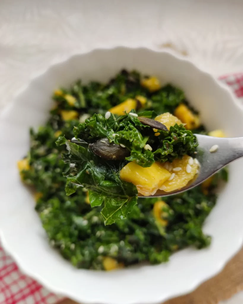 curly Kale Salad in a Bowl