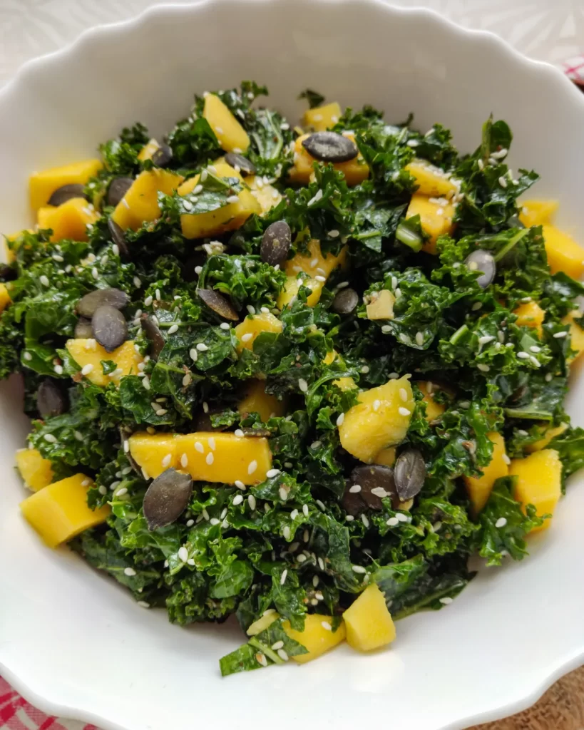 curly Kale Salad in a Bowl