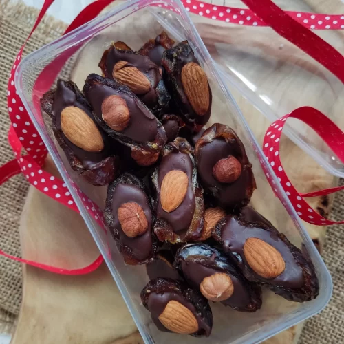 Chocolate-Hazelnut Stuffed Dates in a Box