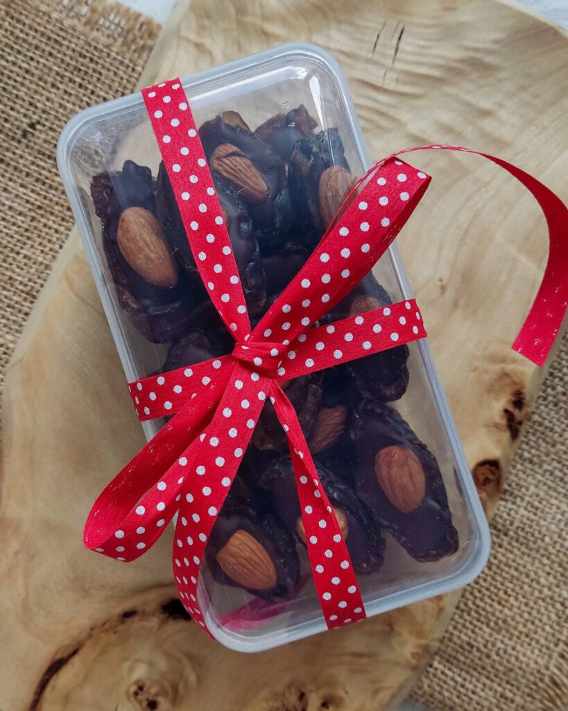 Chocolate-Hazelnut Stuffed Dates in a Box