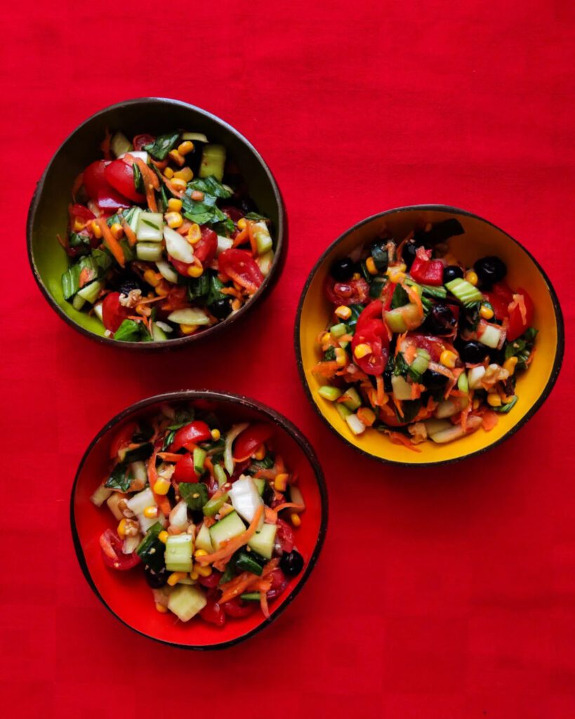 Rainbow Salad with Lemon and Garlic Dressing