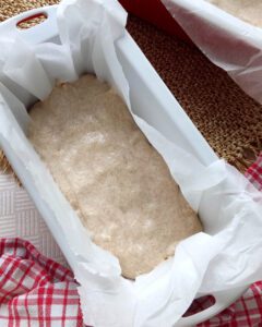 Whole Grain Bread dough in a bread loaf pan