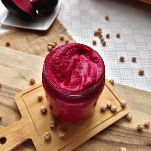 Hummus with Beets in a jar
