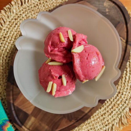 Raspberry Nice Cream in a small bowl