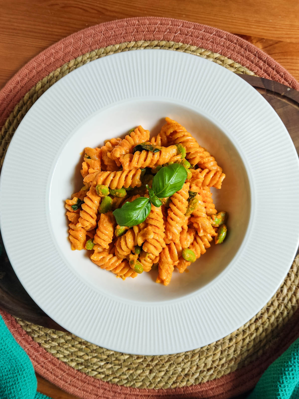 Vegan Bell Pepper and Carrot Pasta Sauce in a plate