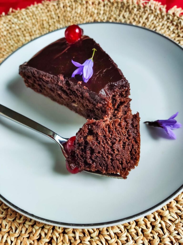 A Piece of a Vegan Chocolate Cake